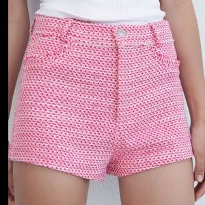 Zara Pink High Waisted Tweed Shorts -NWT